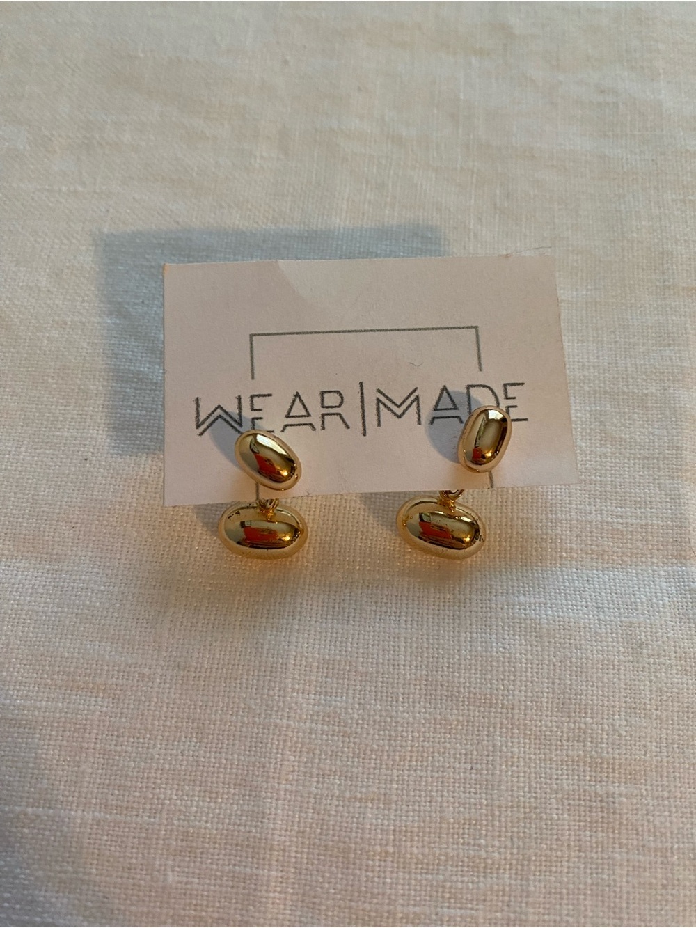 Gold Oval bean shape Drop Earrings
